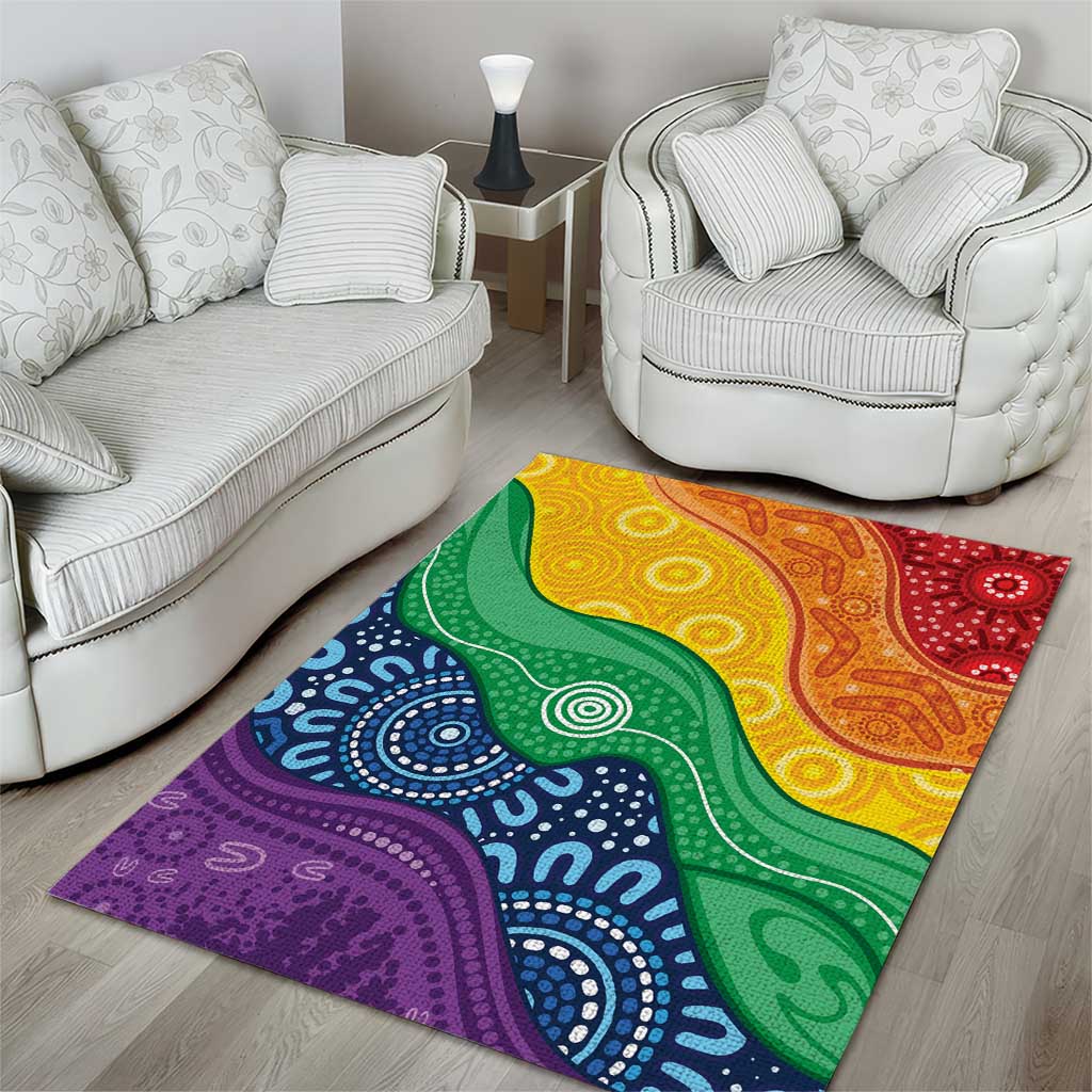 Australia First Nation LGBTQ+ Area Rug Aboriginal Rainbow Flag