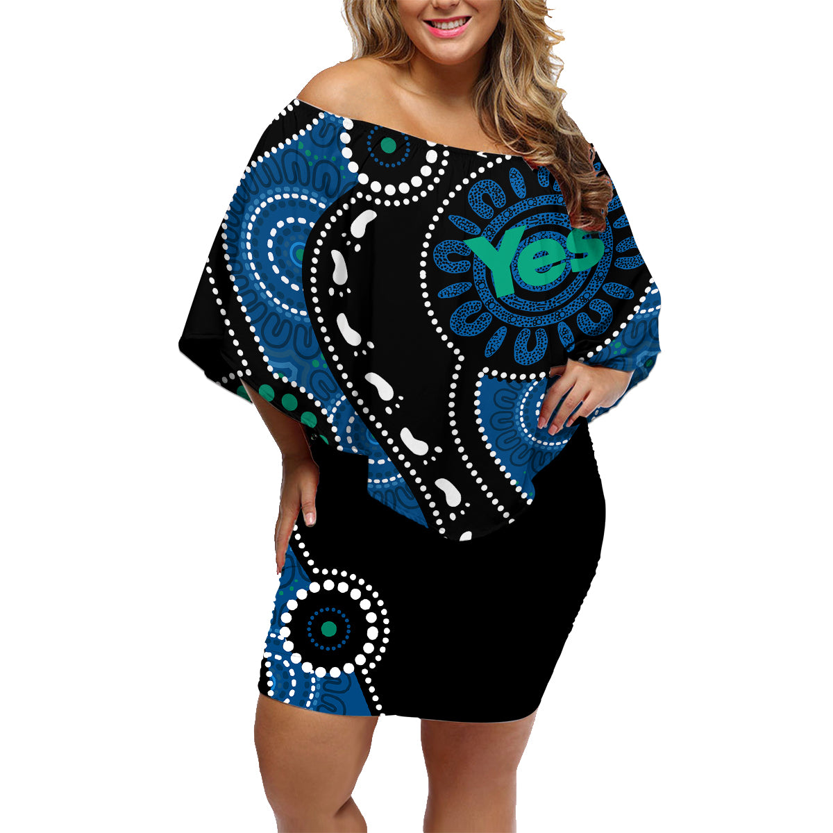 australia-indigenous-family-matching-off-shoulder-short-dress-and-hawaiian-shirt-vote-yes-aboriginal-torres-strait