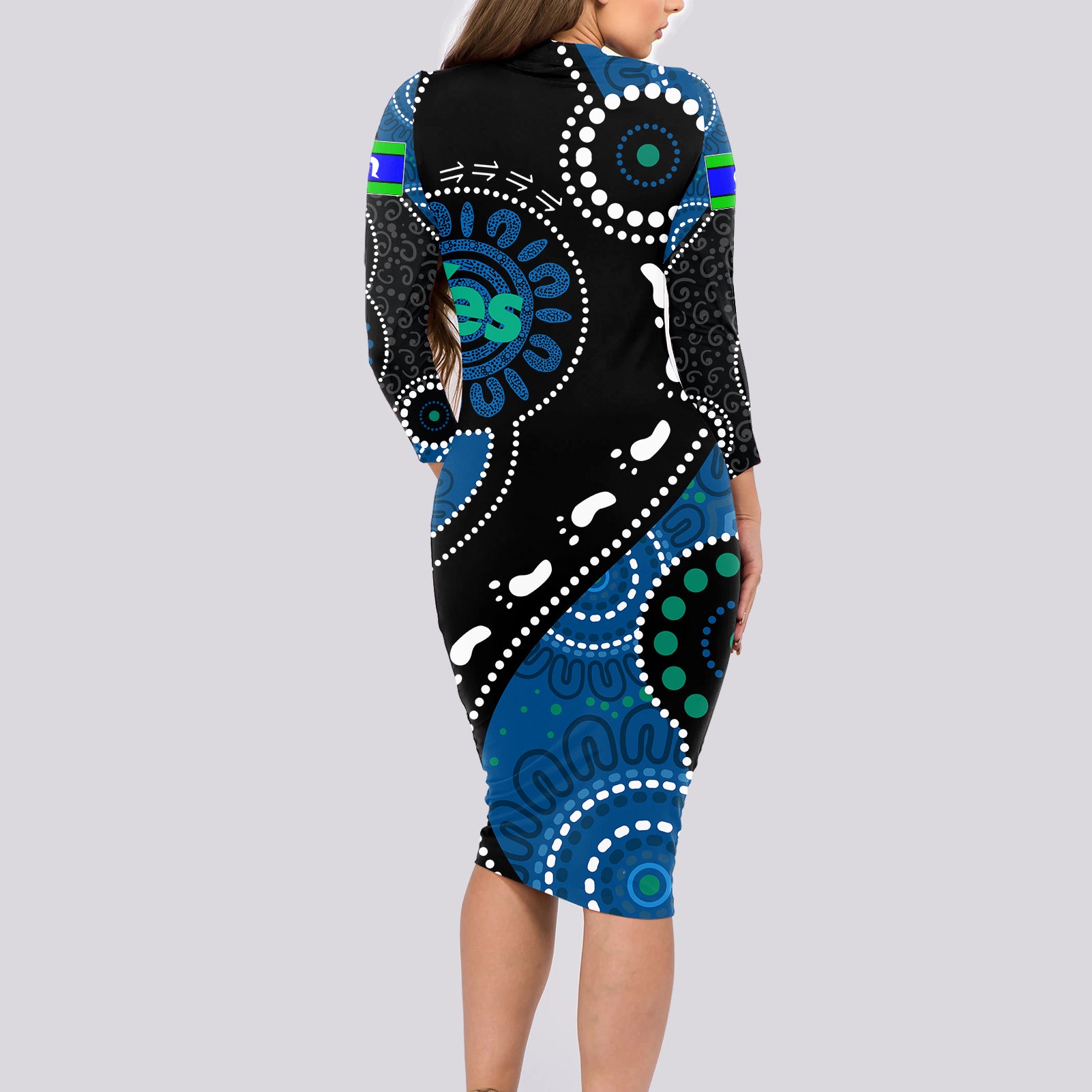 australia-indigenous-long-sleeve-bodycon-dress-vote-yes-aboriginal-torres-strait