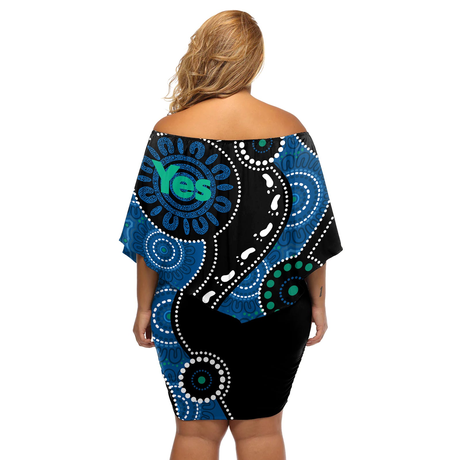 australia-indigenous-off-shoulder-short-dress-vote-yes-aboriginal-torres-strait