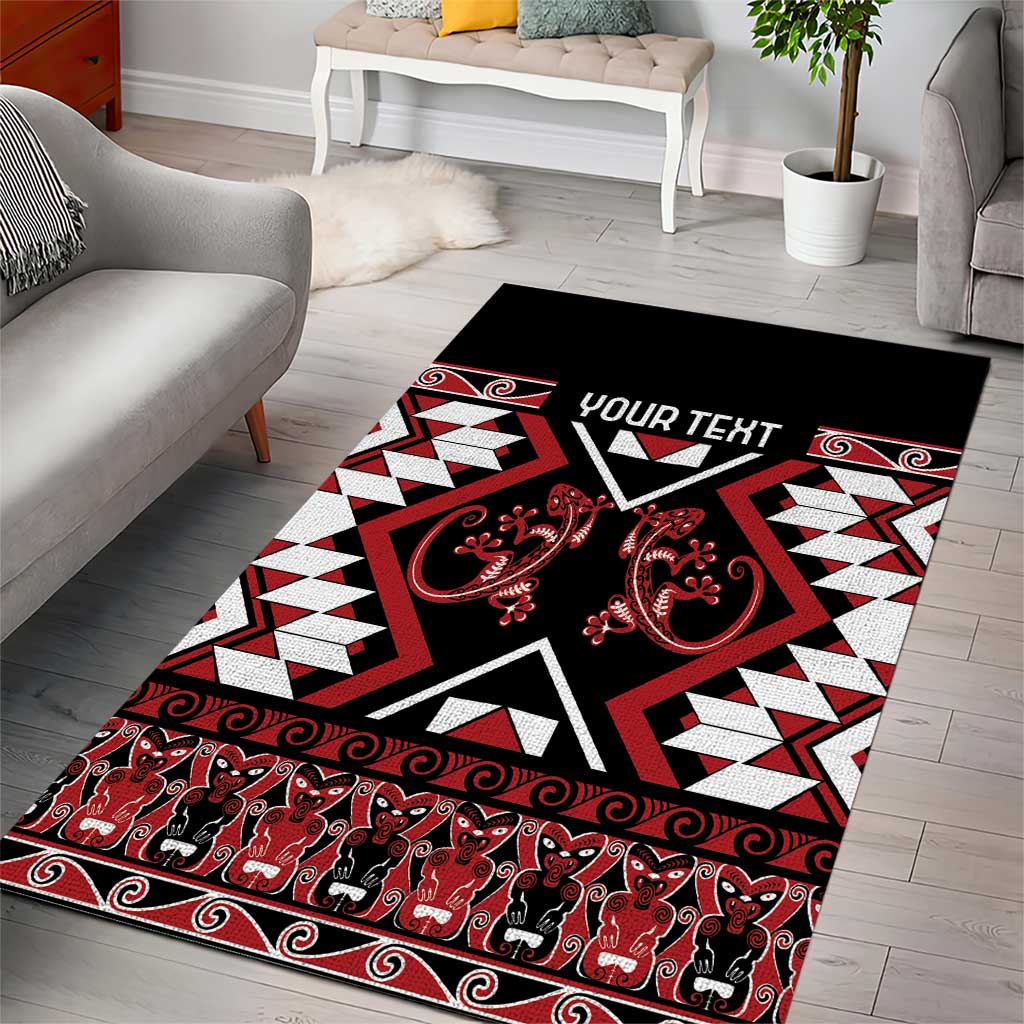 Personalised Aotearoa Waitangi Area Rug Taniko Motifs - Mania Gecko