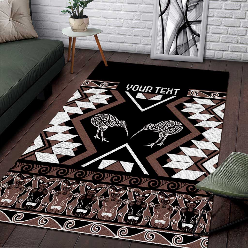 Personalised Taniko Motifs Aotearoa Area Rug Waitangi Kowhaiwhai Kiwi - Mocha