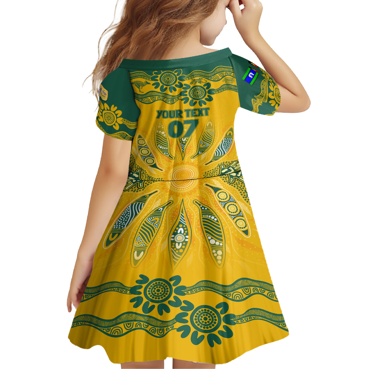 Custom Socceroos NAIDOC Week 2024 Kid Short Sleeve Dress Indigenous Burning Fire National Colors