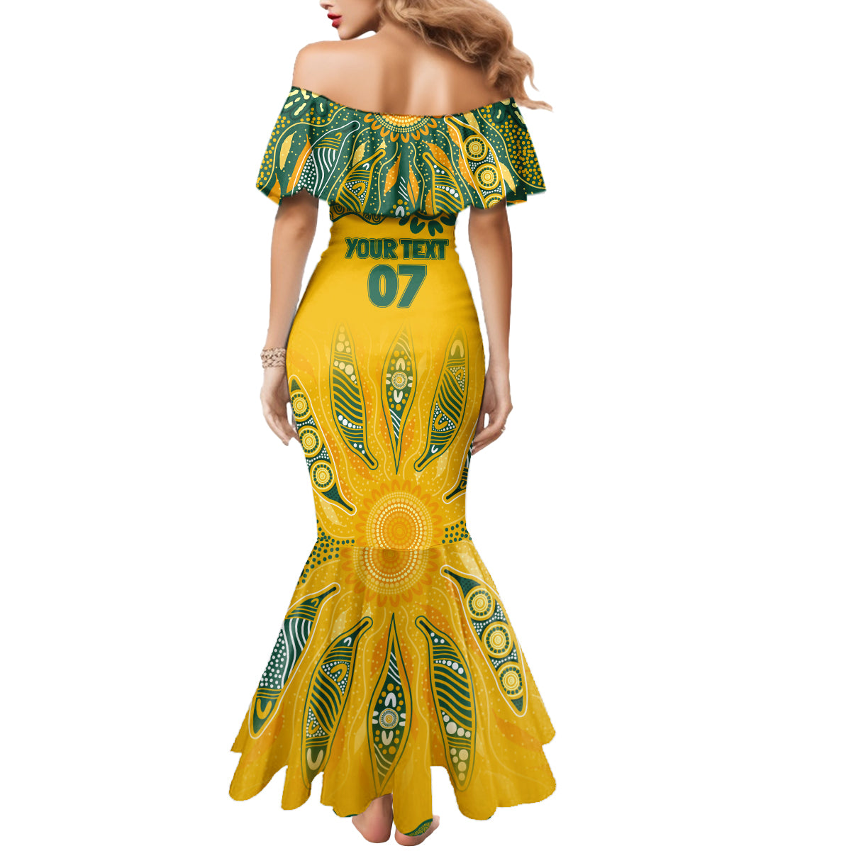 Custom Socceroos NAIDOC Week 2024 Mermaid Dress Indigenous Burning Fire National Colors