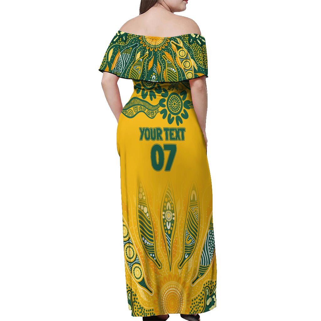 Custom Socceroos NAIDOC Week 2024 Off Shoulder Maxi Dress Indigenous Burning Fire National Colors