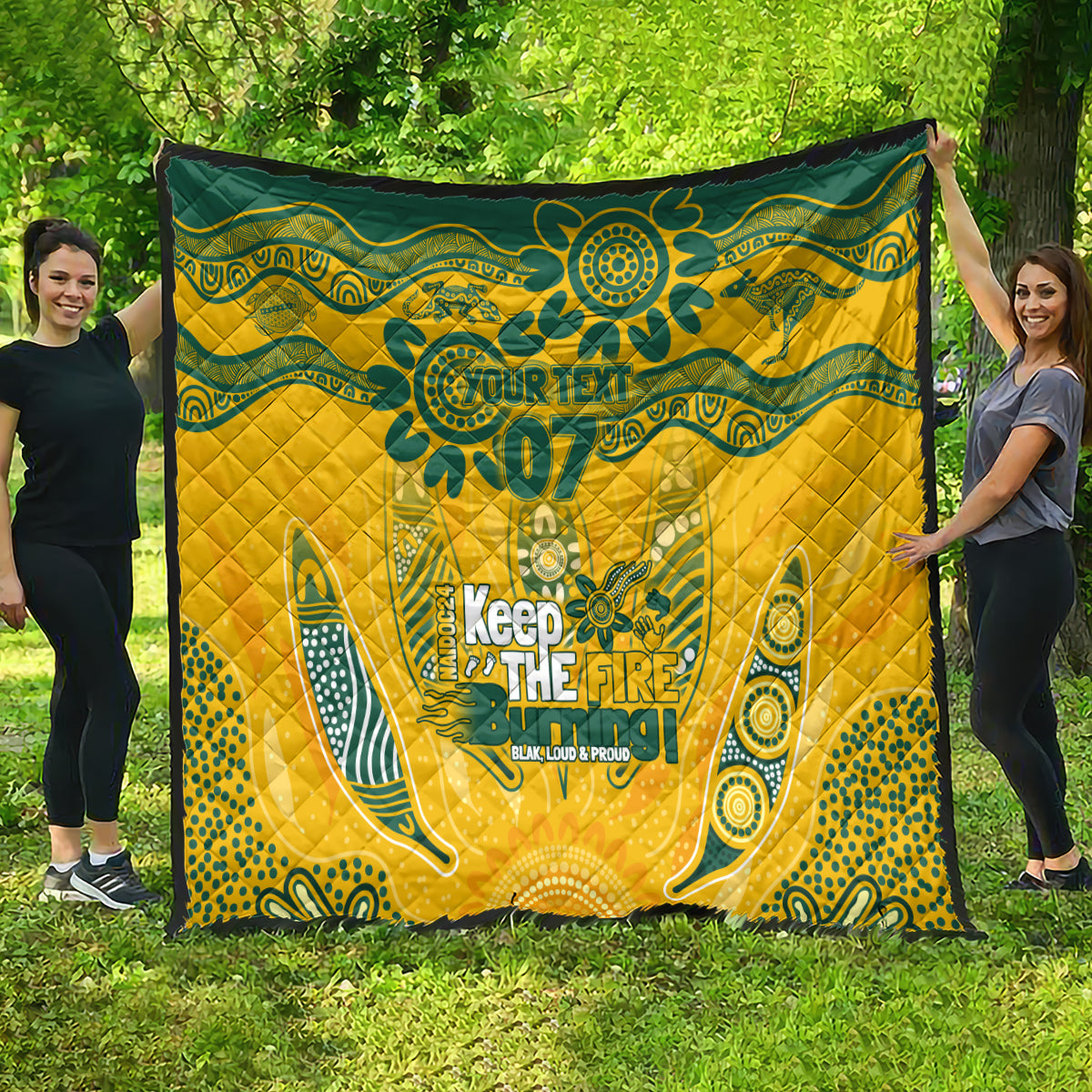 Custom Socceroos NAIDOC Week 2024 Quilt Indigenous Burning Fire National Colors