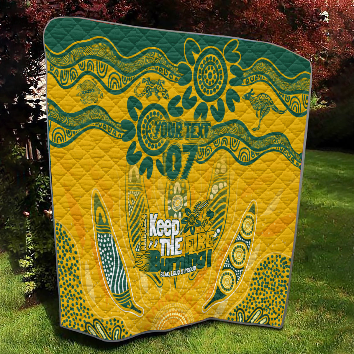 Custom Socceroos NAIDOC Week 2024 Quilt Indigenous Burning Fire National Colors