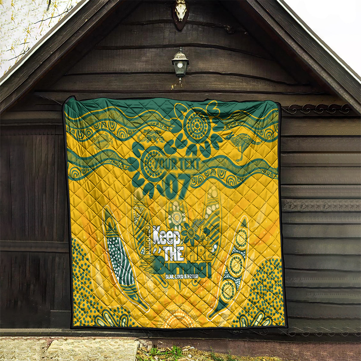 Custom Socceroos NAIDOC Week 2024 Quilt Indigenous Burning Fire National Colors