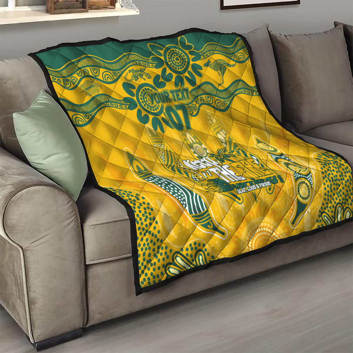 Custom Socceroos NAIDOC Week 2024 Quilt Indigenous Burning Fire National Colors