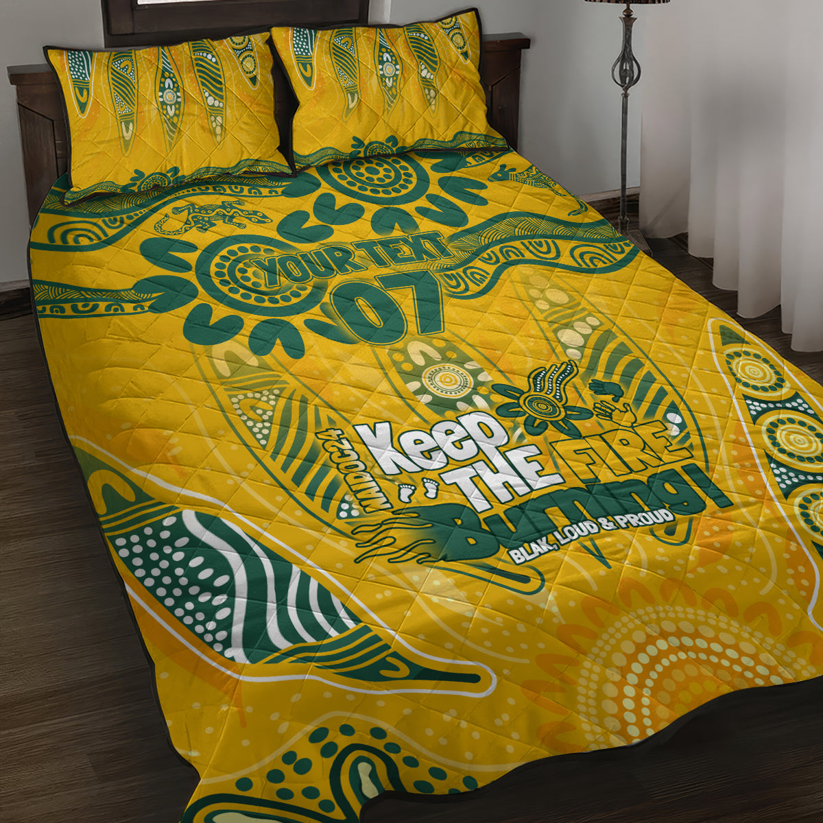 Custom Socceroos NAIDOC Week 2024 Quilt Bed Set Indigenous Burning Fire National Colors