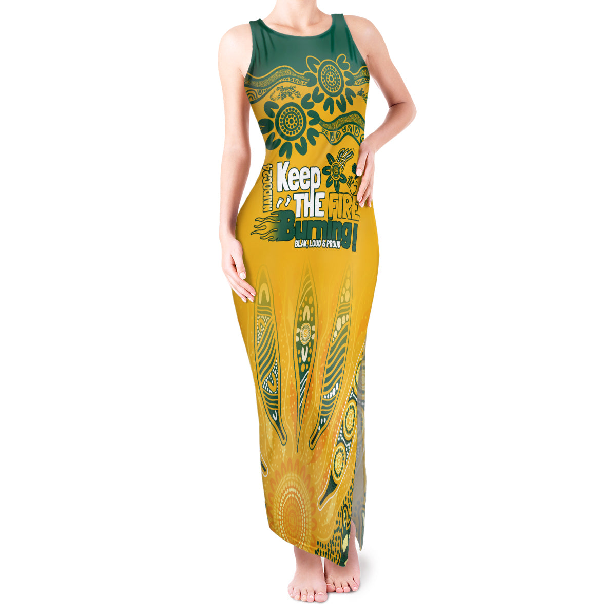 Custom Socceroos NAIDOC Week 2024 Tank Maxi Dress Indigenous Burning Fire National Colors