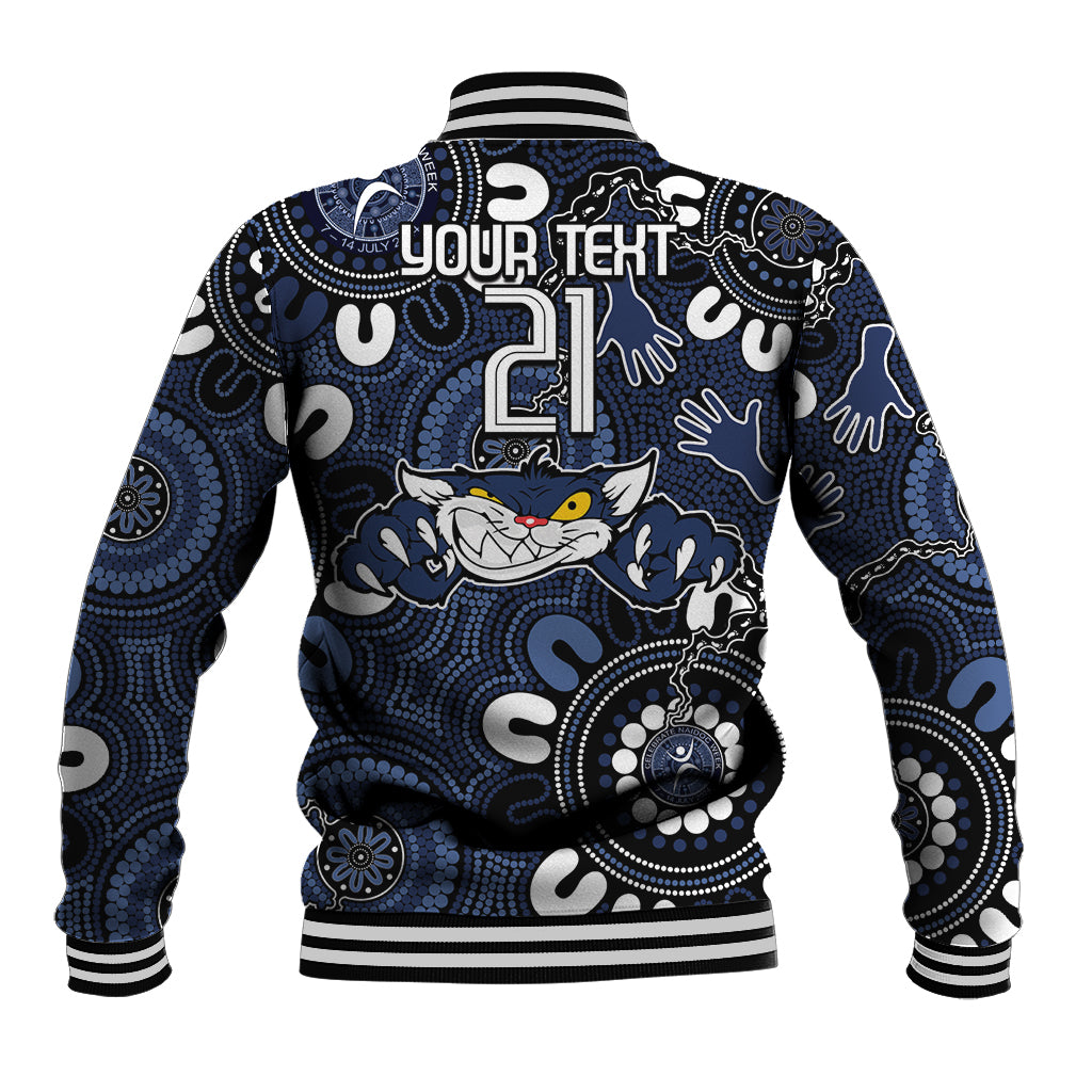 Custom Geelong Cats NAIDOC Week 2024 Baseball Jacket Fire Burning Aboriginal Dots Art