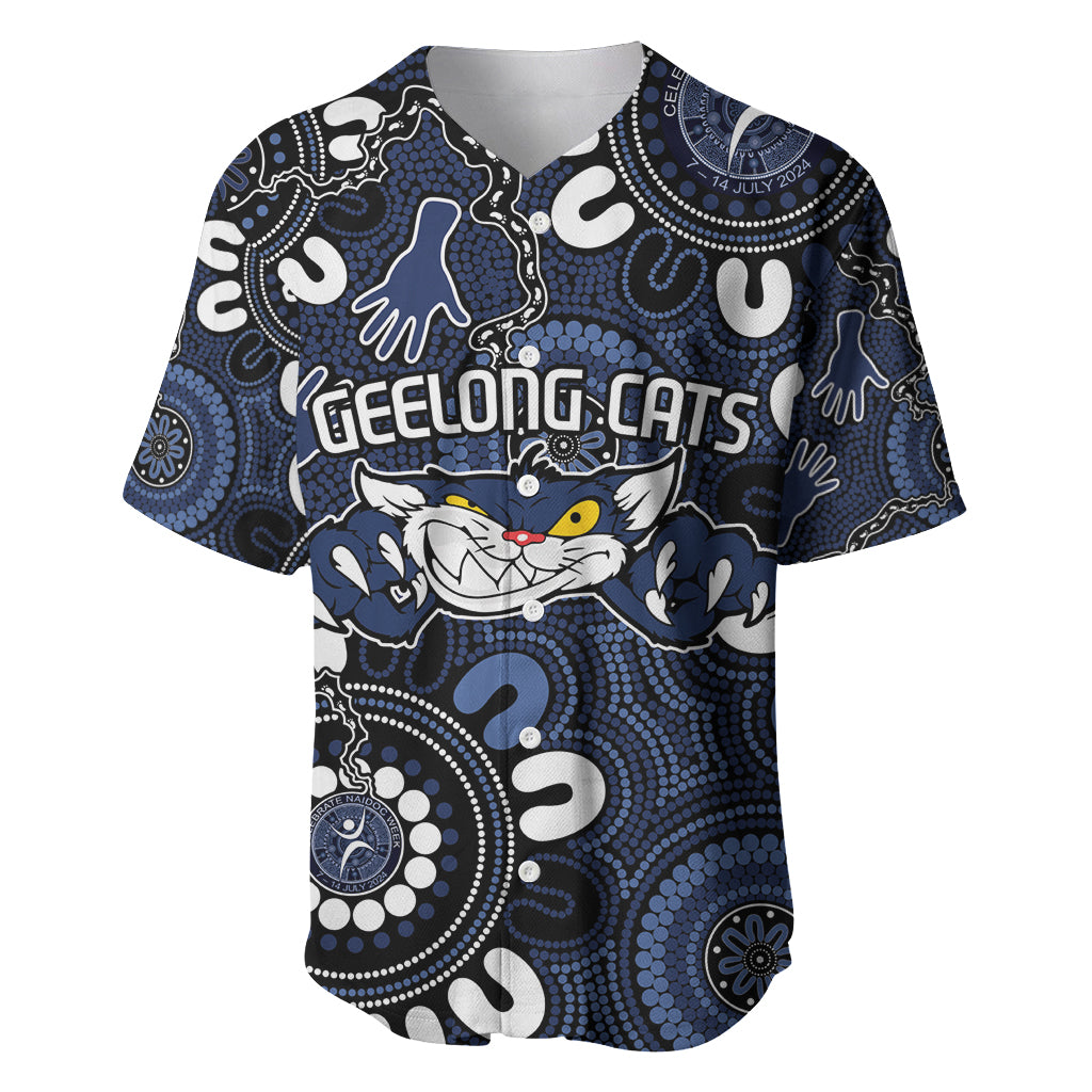 Custom Geelong Cats NAIDOC Week 2024 Baseball Jersey Fire Burning Aboriginal Dots Art