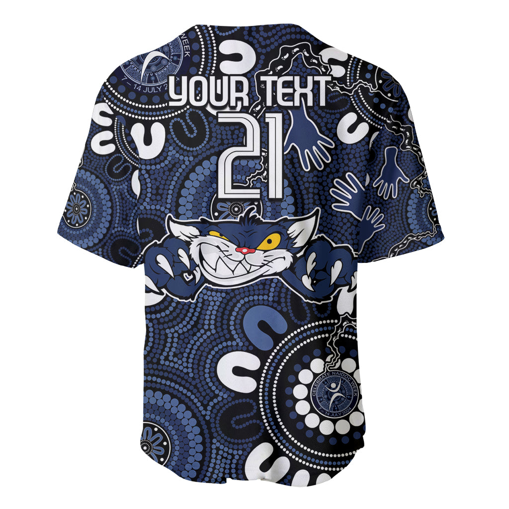 Custom Geelong Cats NAIDOC Week 2024 Baseball Jersey Fire Burning Aboriginal Dots Art