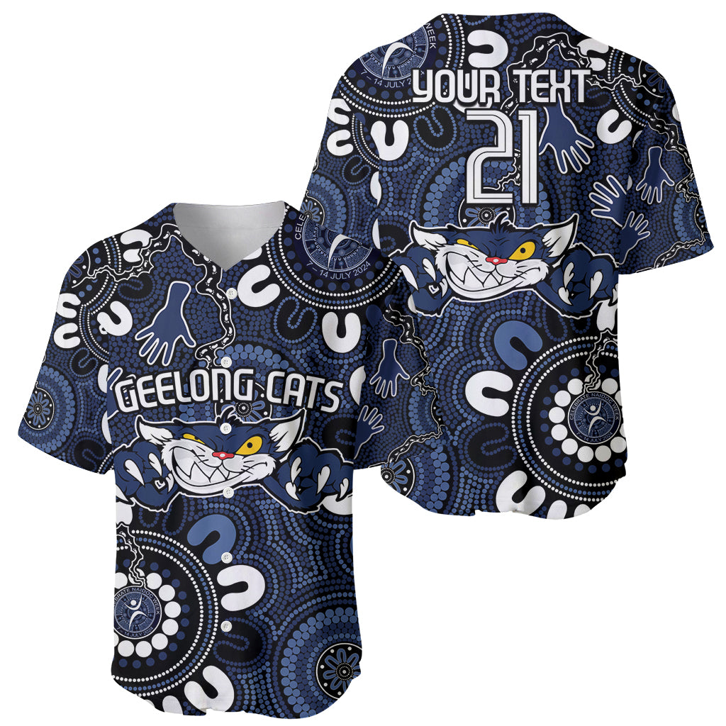 Custom Geelong Cats NAIDOC Week 2024 Baseball Jersey Fire Burning Aboriginal Dots Art