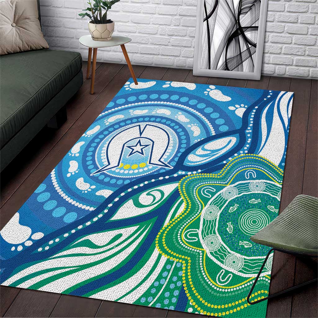 Torres Strait Islander Area Rug Aboriginal Blue Art