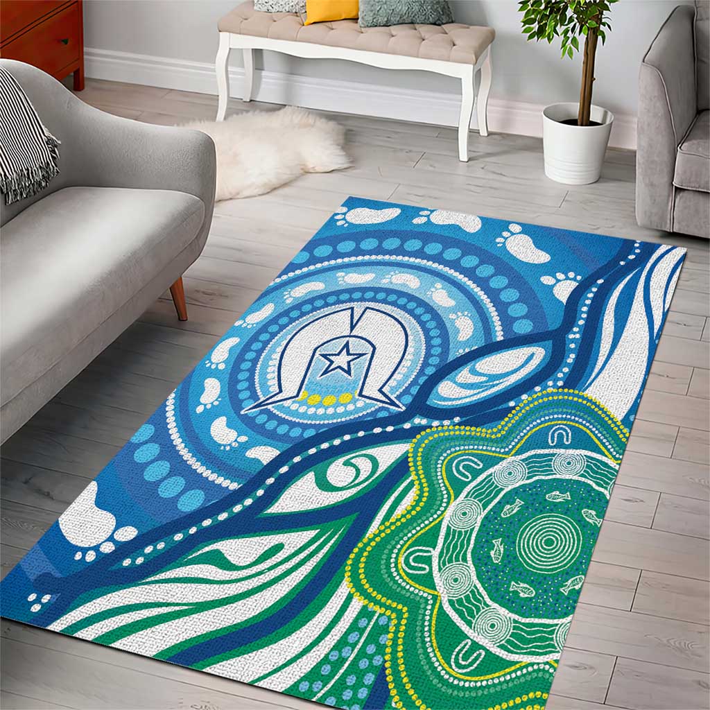 Torres Strait Islander Area Rug Aboriginal Blue Art