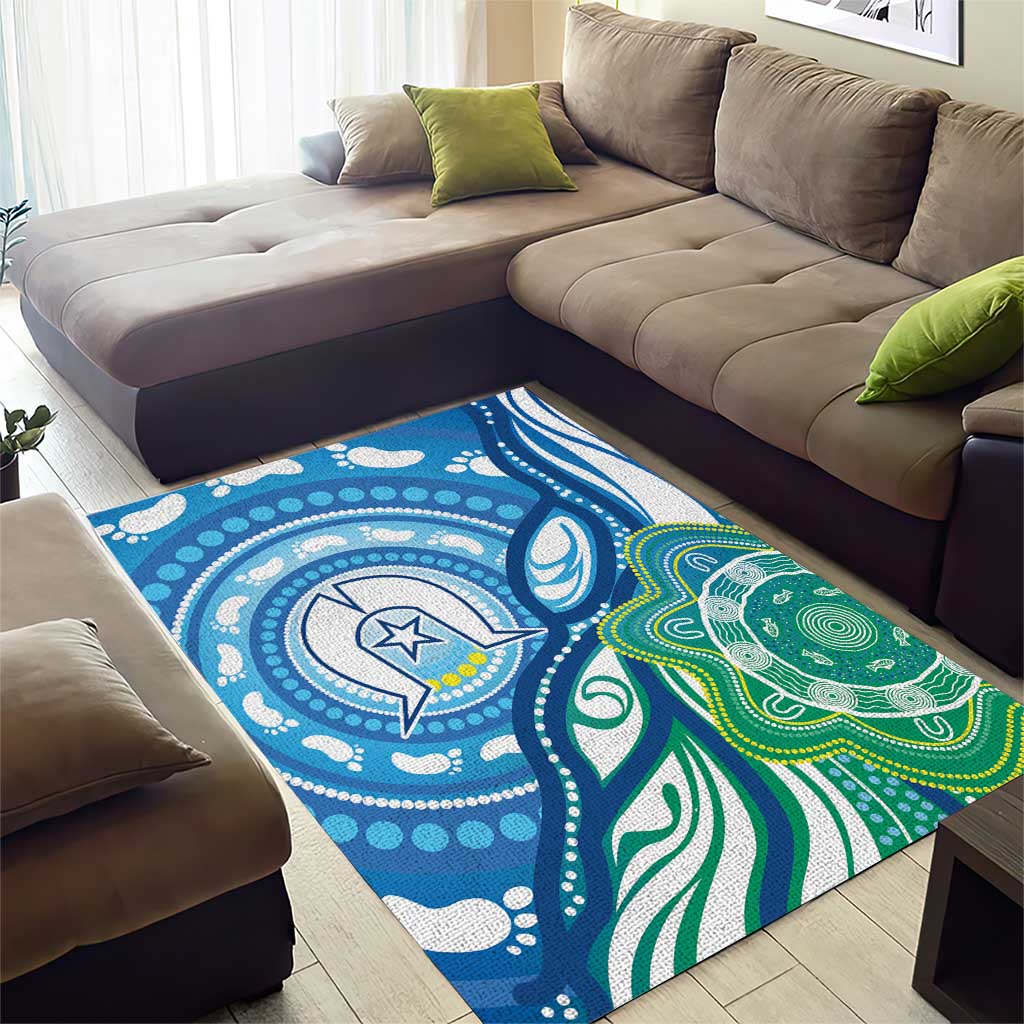 Torres Strait Islander Area Rug Aboriginal Blue Art