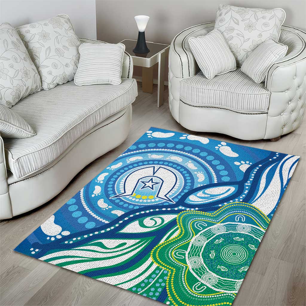 Torres Strait Islander Area Rug Aboriginal Blue Art