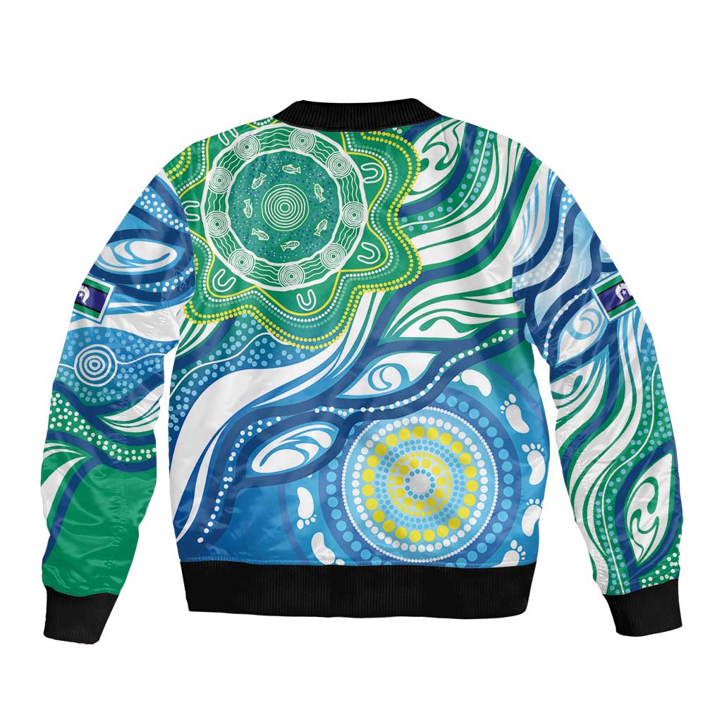 Torres Strait Islander Bomber Jacket Aboriginal Blue Art