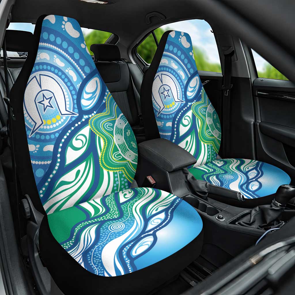 Torres Strait Islander Car Seat Cover Aboriginal Blue Art