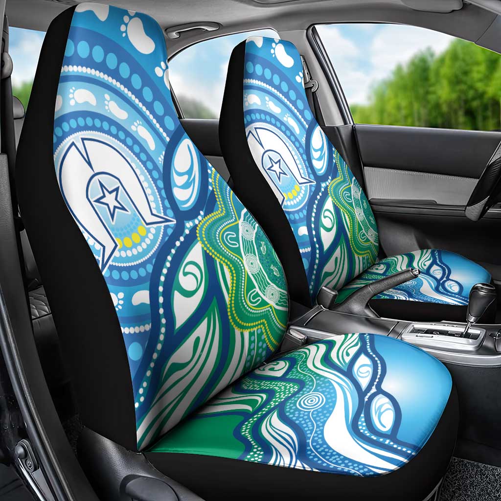 Torres Strait Islander Car Seat Cover Aboriginal Blue Art