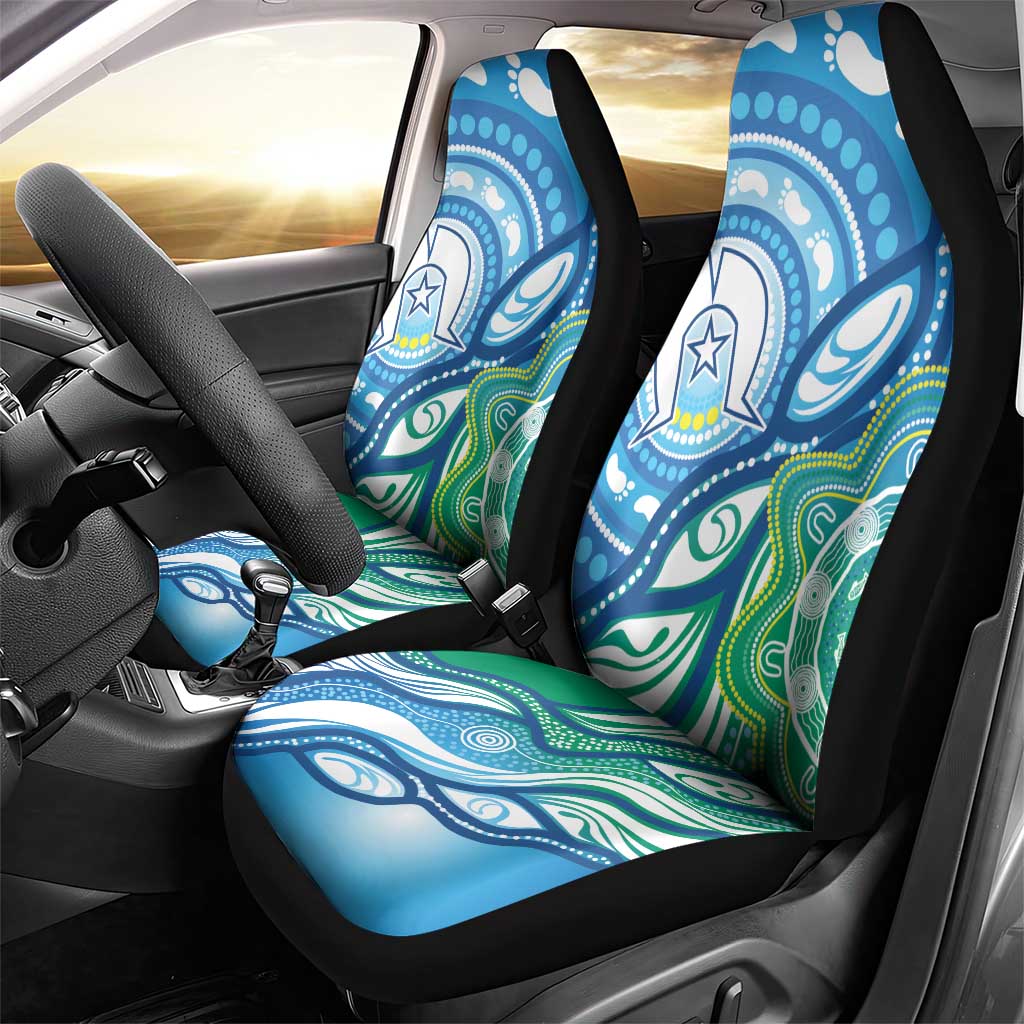 Torres Strait Islander Car Seat Cover Aboriginal Blue Art