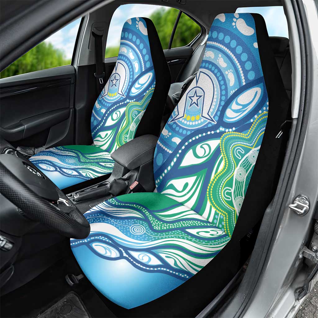 Torres Strait Islander Car Seat Cover Aboriginal Blue Art