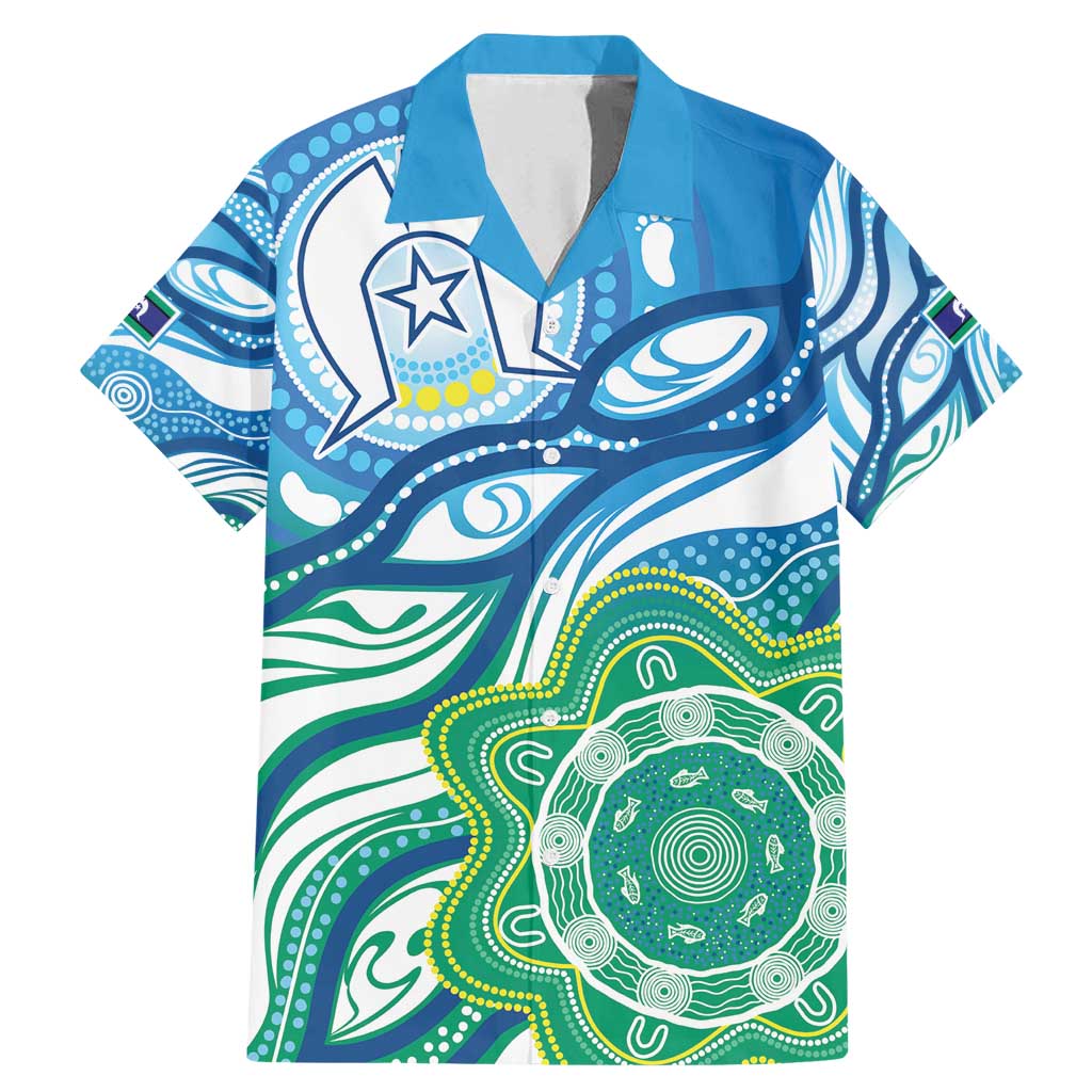 Torres Strait Islander Family Matching Mermaid Dress and Hawaiian Shirt Aboriginal Blue Art