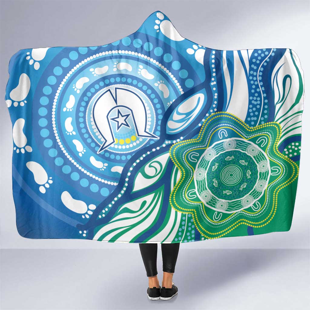 Torres Strait Islander Hooded Blanket Aboriginal Blue Art