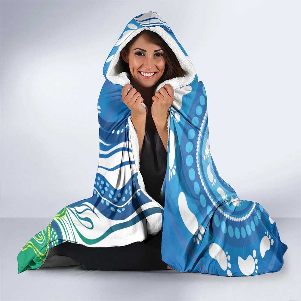 Torres Strait Islander Hooded Blanket Aboriginal Blue Art