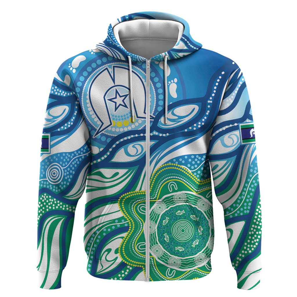 Torres Strait Islander Hoodie Aboriginal Blue Art