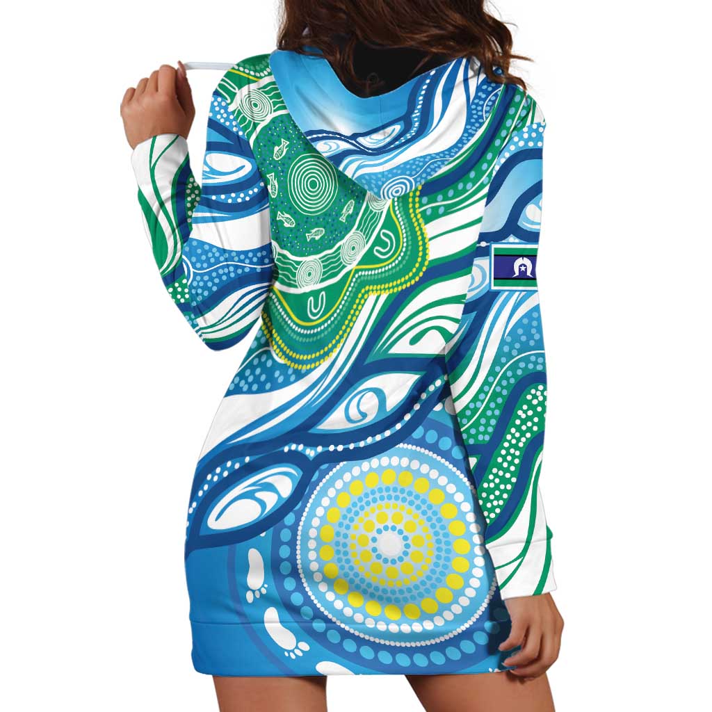 Torres Strait Islander Hoodie Dress Aboriginal Blue Art