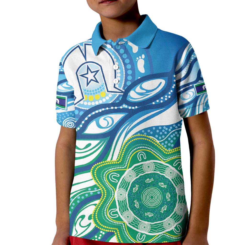 Torres Strait Islander Kid Polo Shirt Aboriginal Blue Art