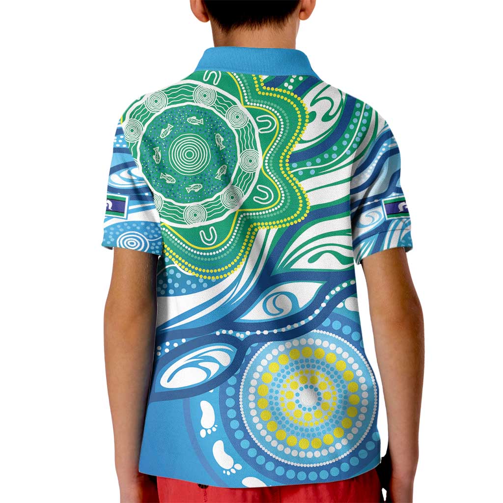 Torres Strait Islander Kid Polo Shirt Aboriginal Blue Art