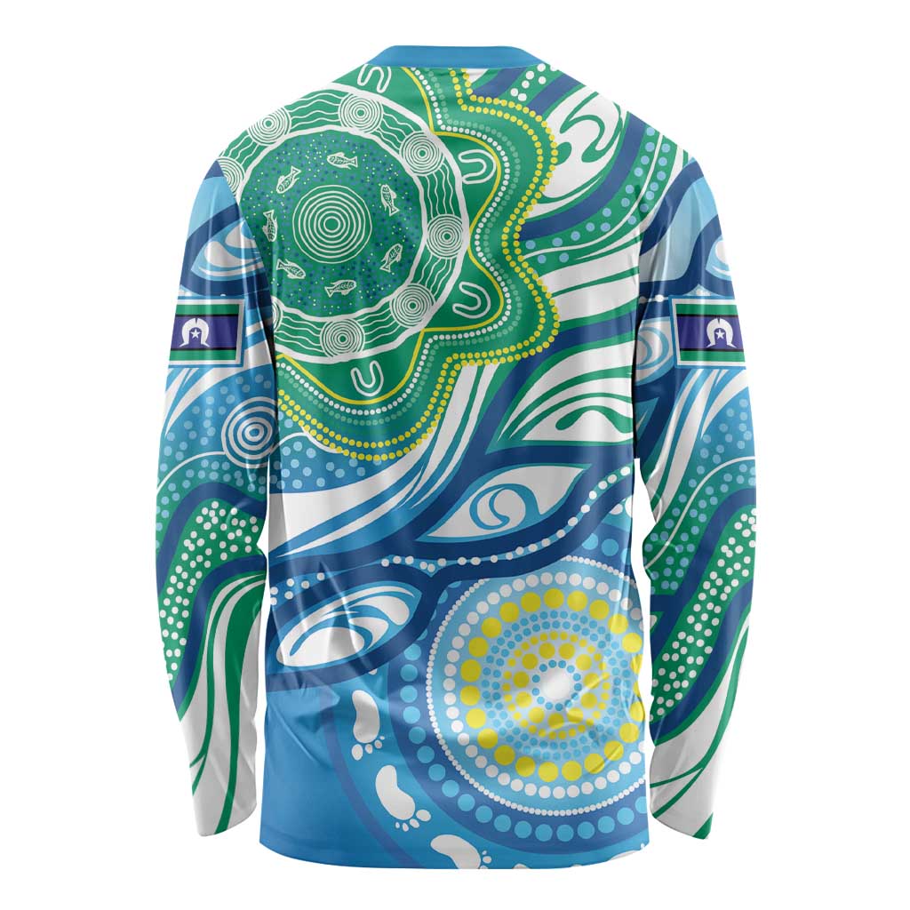 Torres Strait Islander Long Sleeve Shirt Aboriginal Blue Art