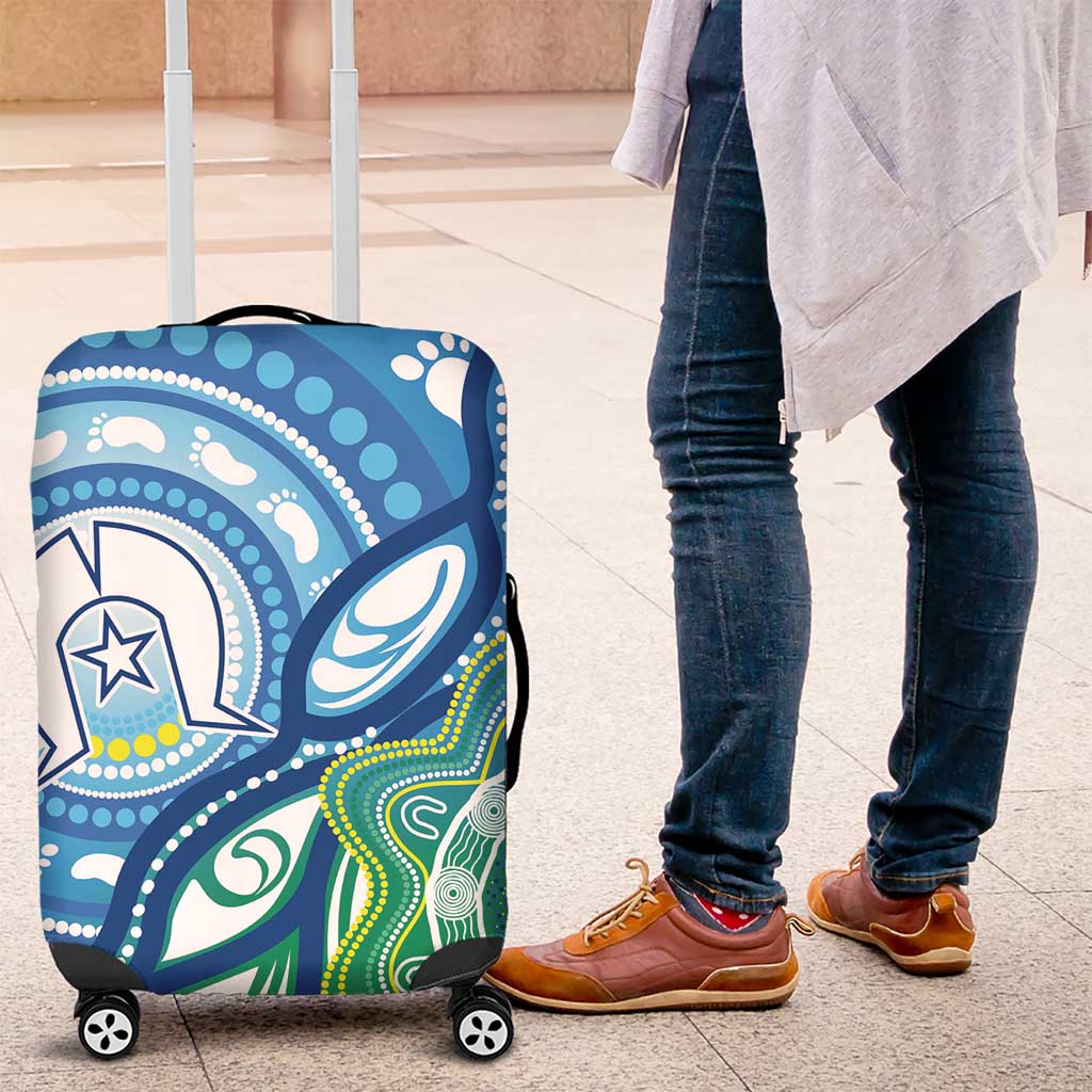 Torres Strait Islander Luggage Cover Aboriginal Blue Art