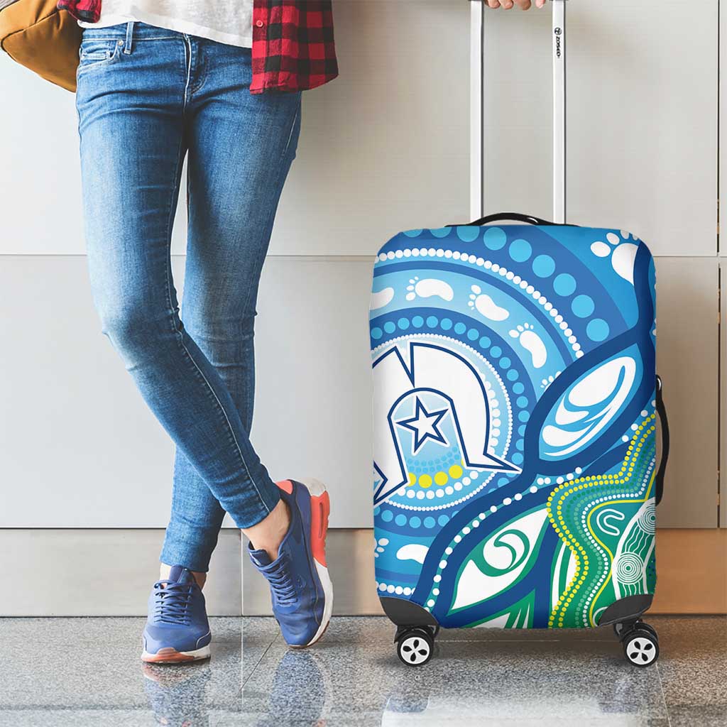 Torres Strait Islander Luggage Cover Aboriginal Blue Art