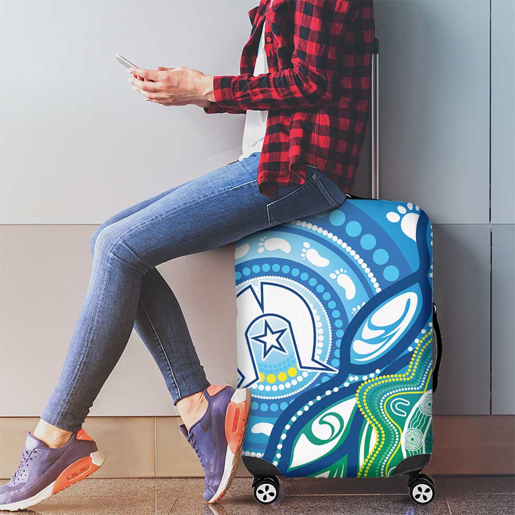 Torres Strait Islander Luggage Cover Aboriginal Blue Art