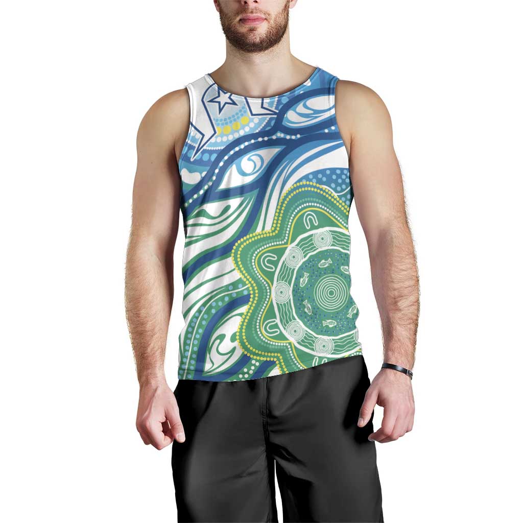 Torres Strait Islander Men Tank Top Aboriginal Blue Art