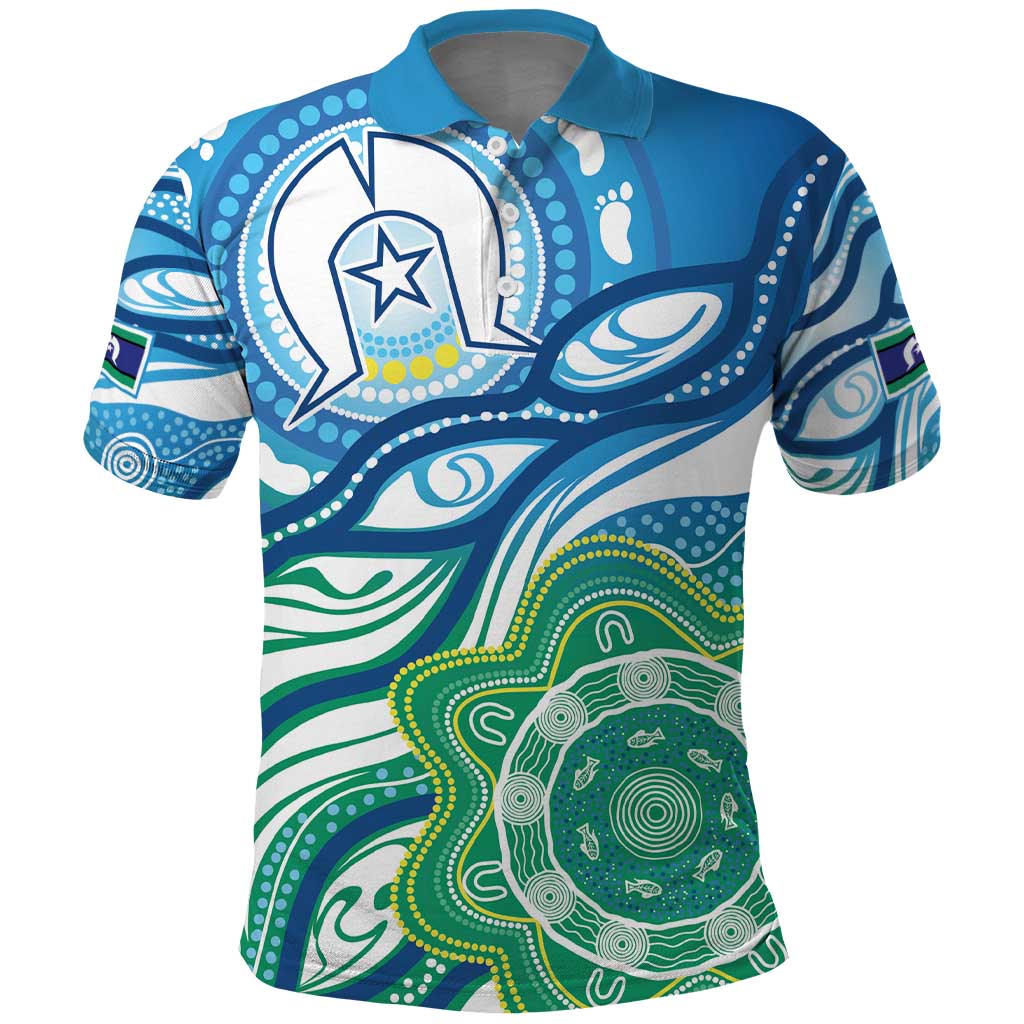 Torres Strait Islander Polo Shirt Aboriginal Blue Art