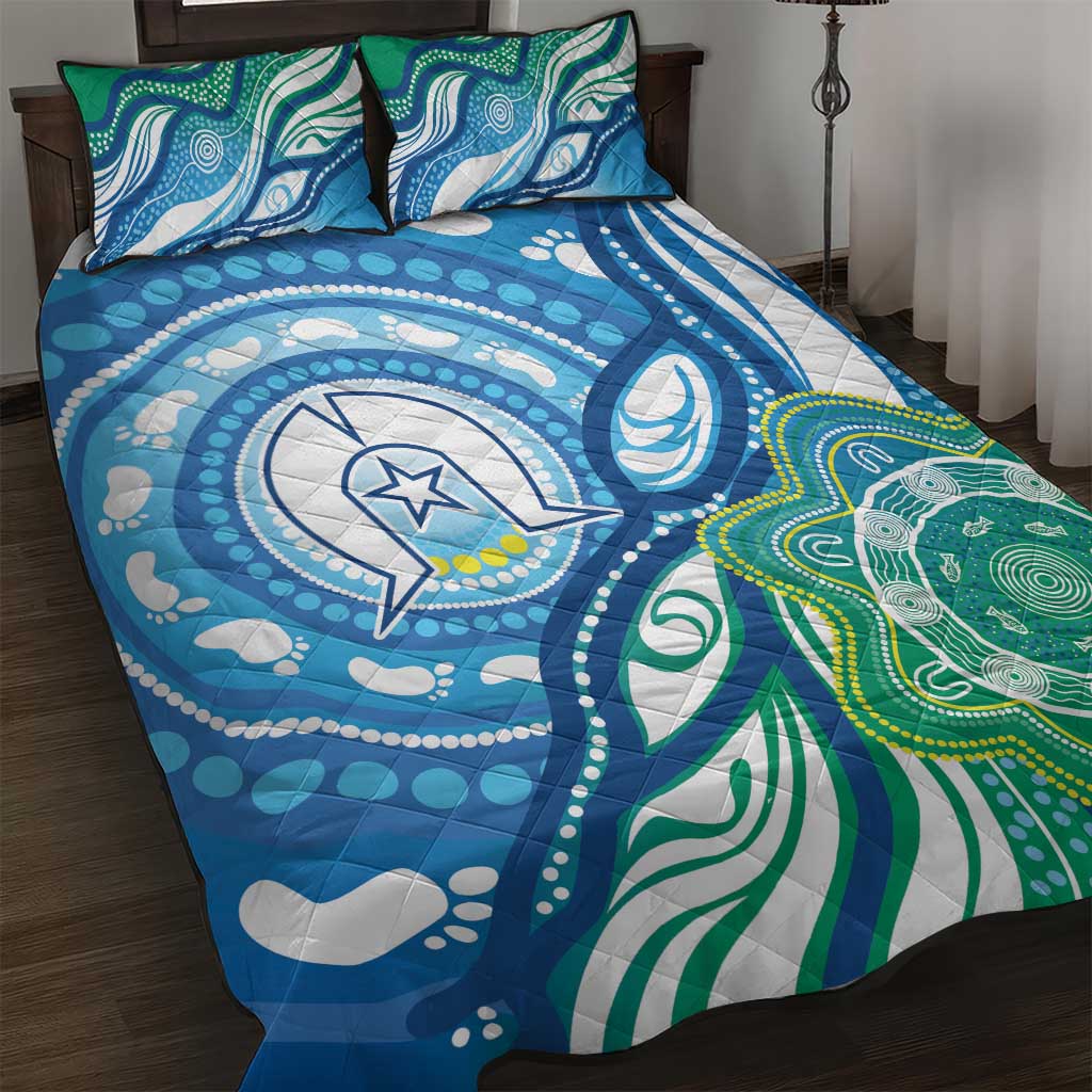 Torres Strait Islander Quilt Bed Set Aboriginal Blue Art