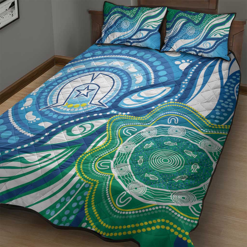 Torres Strait Islander Quilt Bed Set Aboriginal Blue Art