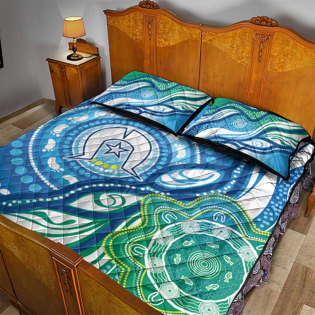 Torres Strait Islander Quilt Bed Set Aboriginal Blue Art