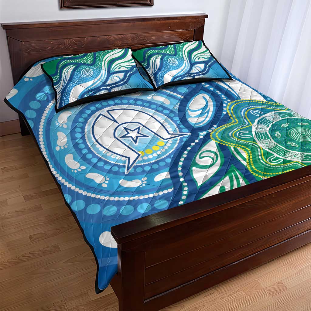 Torres Strait Islander Quilt Bed Set Aboriginal Blue Art