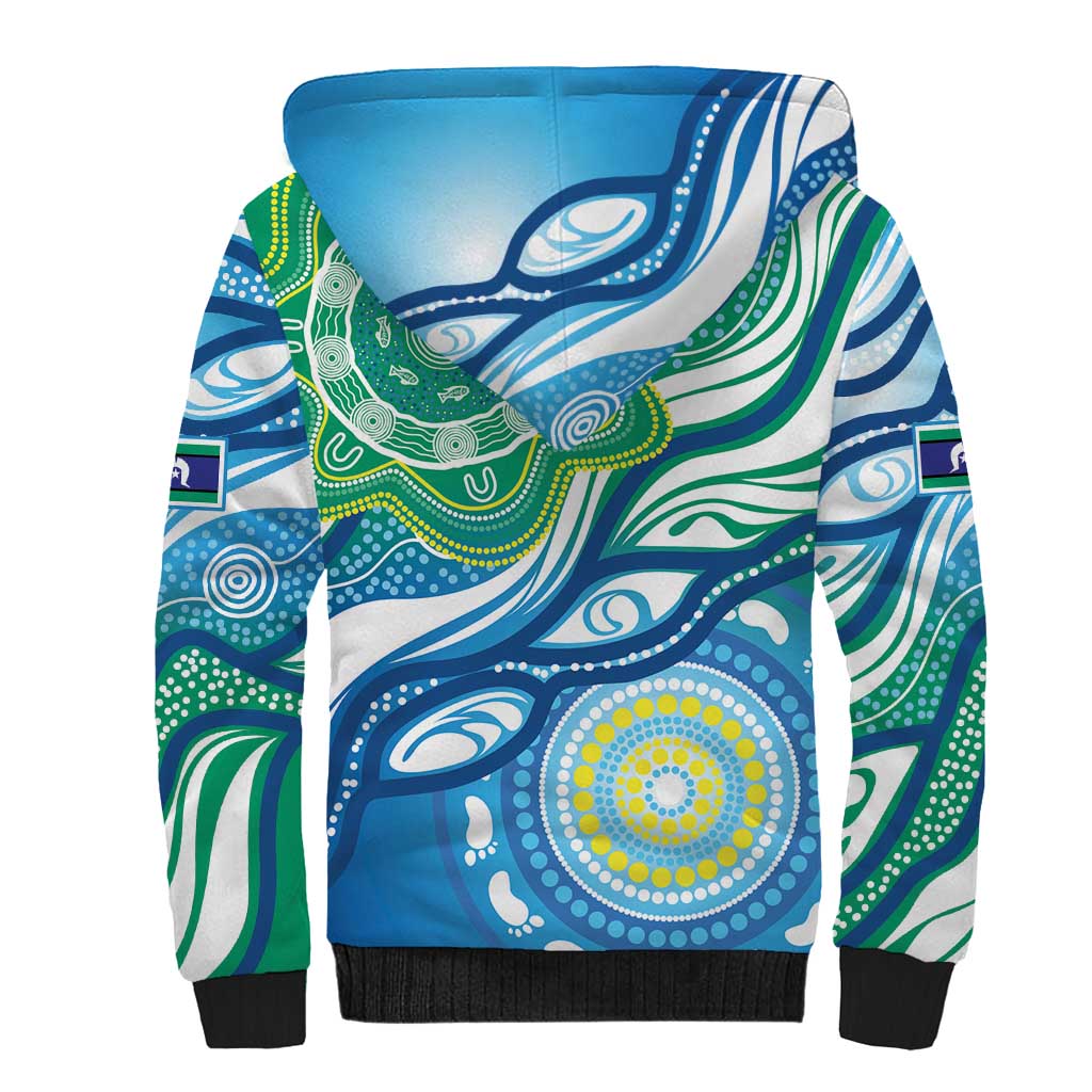 Torres Strait Islander Sherpa Hoodie Aboriginal Blue Art