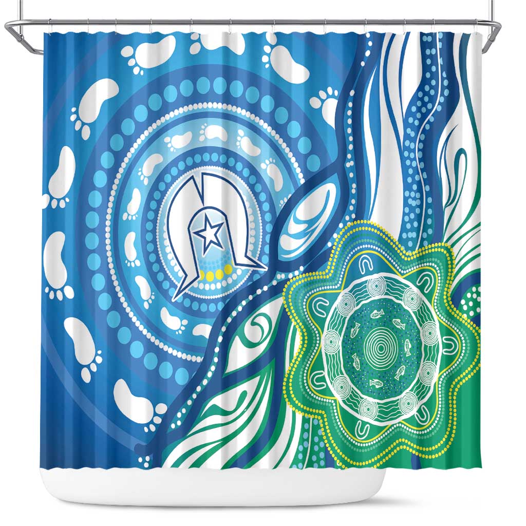 Torres Strait Islander Shower Curtain Aboriginal Blue Art