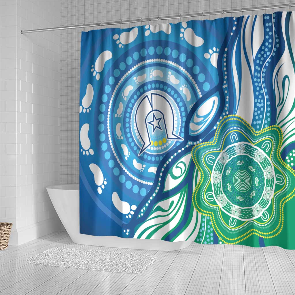 Torres Strait Islander Shower Curtain Aboriginal Blue Art