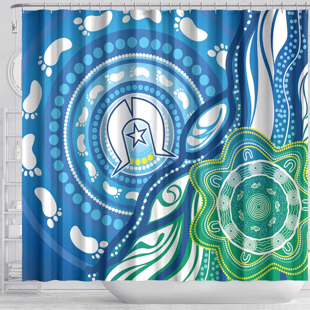 Torres Strait Islander Shower Curtain Aboriginal Blue Art