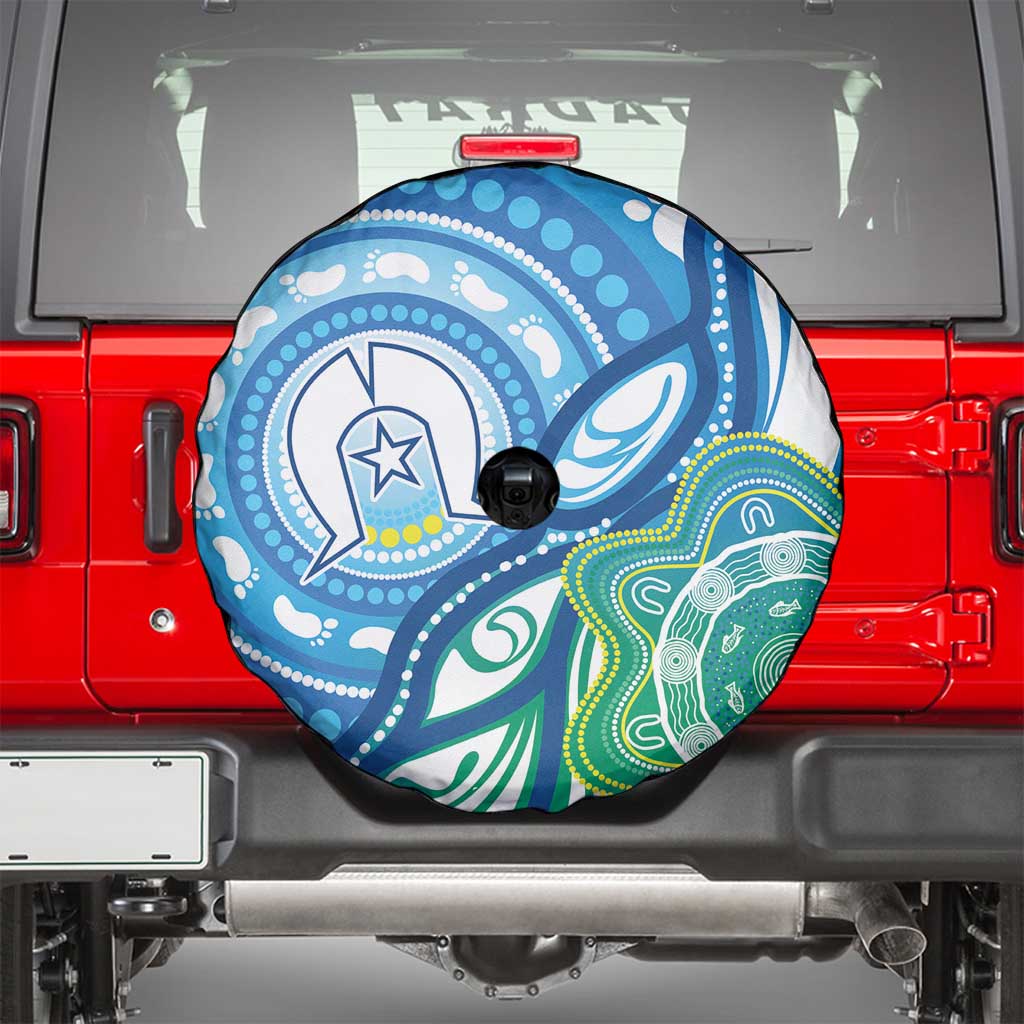 Torres Strait Islander Spare Tire Cover Aboriginal Blue Art